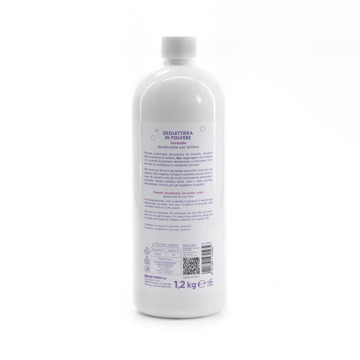 Record - Deodorante Granulare per Lettiera Gatto - Deolettiera in Polvere con Fresca Fragranza Antiodore di Lunga Durata. Adatto a Tutti i Tipi di Sabbia | Profumazione: Lavanda, 1,2 kg