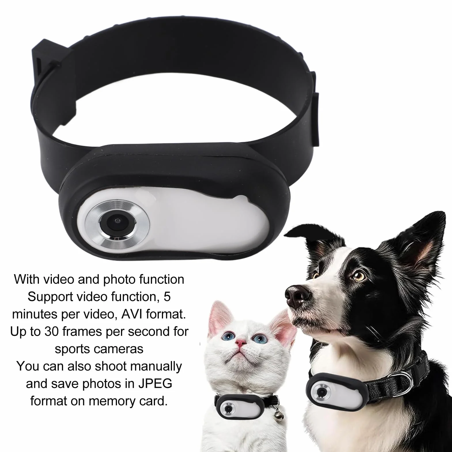 Telecamera per Collare per Animali Domestici, Registrazione Video per Gatti Mini Videocamera Sportiva Piccole Azioni Presenti Registrazione Diretta Monitoraggio Senza Fili