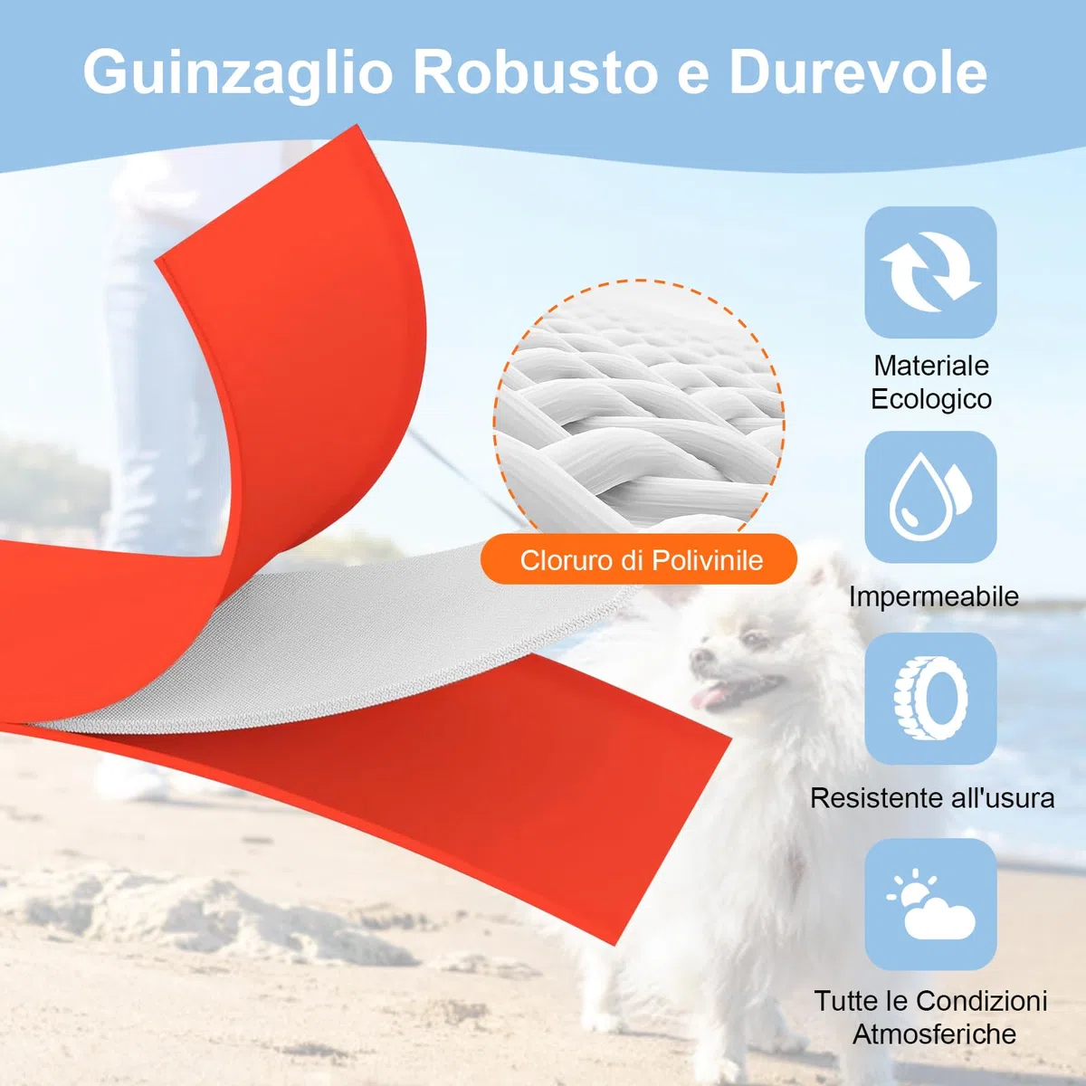 Guinzaglio da Addestramento Impermeabile per Cani, 1,8m/ 3m/ 5m/ 10m/ 15m/ 20m/ 25m/ 30m Robusta e Resistente con Maniglia e Moschettone, Perfetta per Cani di Taglia Piccola e Grande
