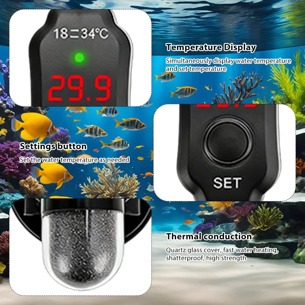Riscaldatore per acquario, 10 W, temperatura regolabile, potente scaldabagno, scaldabagno digitale con regolatore di temperatura, barra riscaldante per acqua salata e serbatoi d'acqua dolce