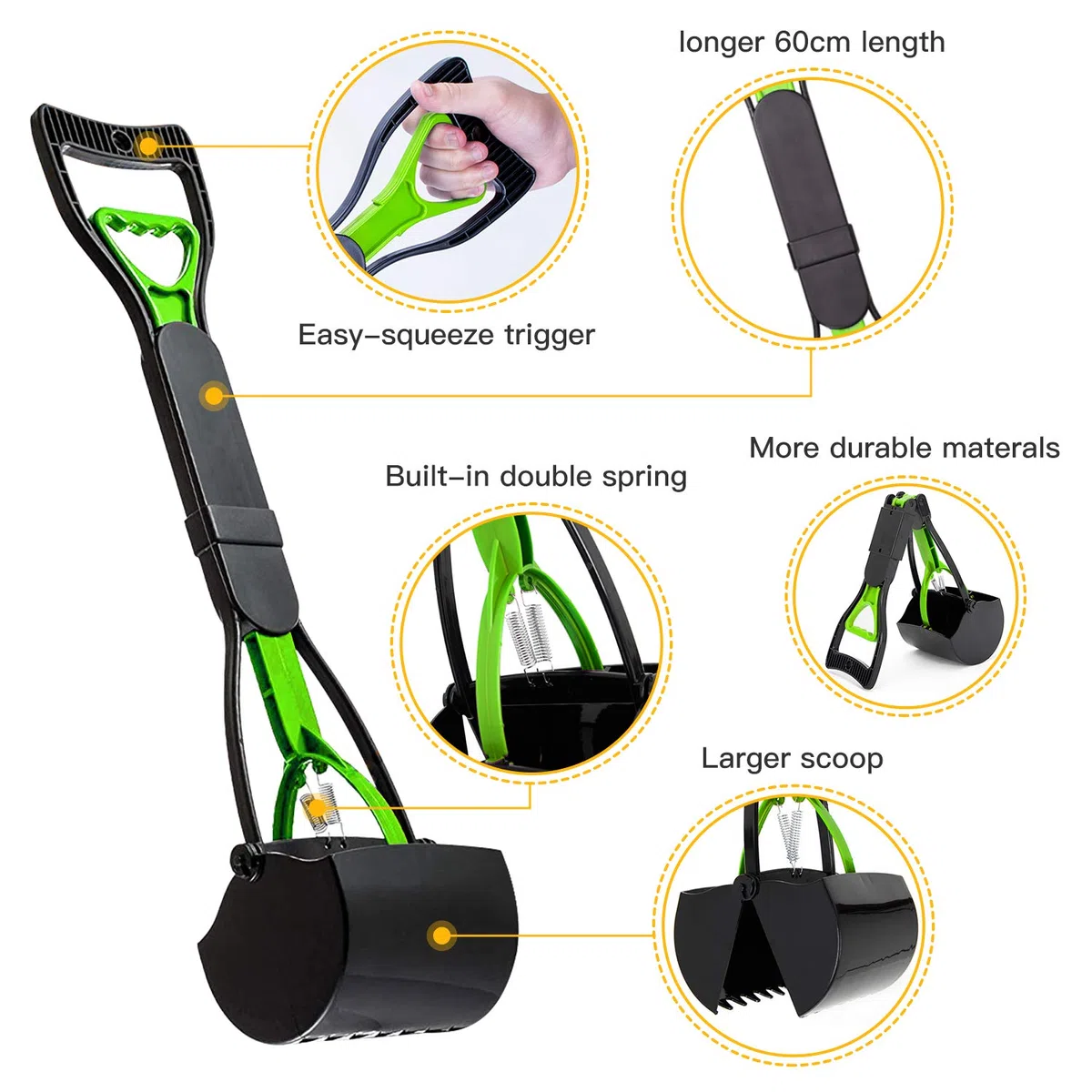 Manico Animale Domestico Pooper Scooper e Tasche 24 Pollici per Cani, Easy Clean UP verrichten per Tutti Gli Animali Domestic, Portatile Scoop di Poop Dog con Dispenser, Cortile Pooper Scooper