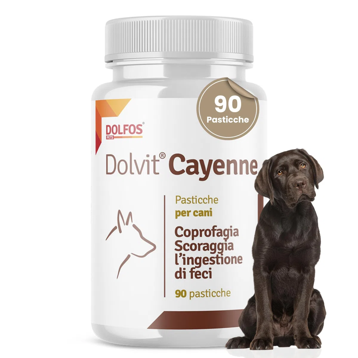 Dolvit Cayenne Coprofagia Cane - 90 Pastiglie masticabili disabituanti, Integratore naturale