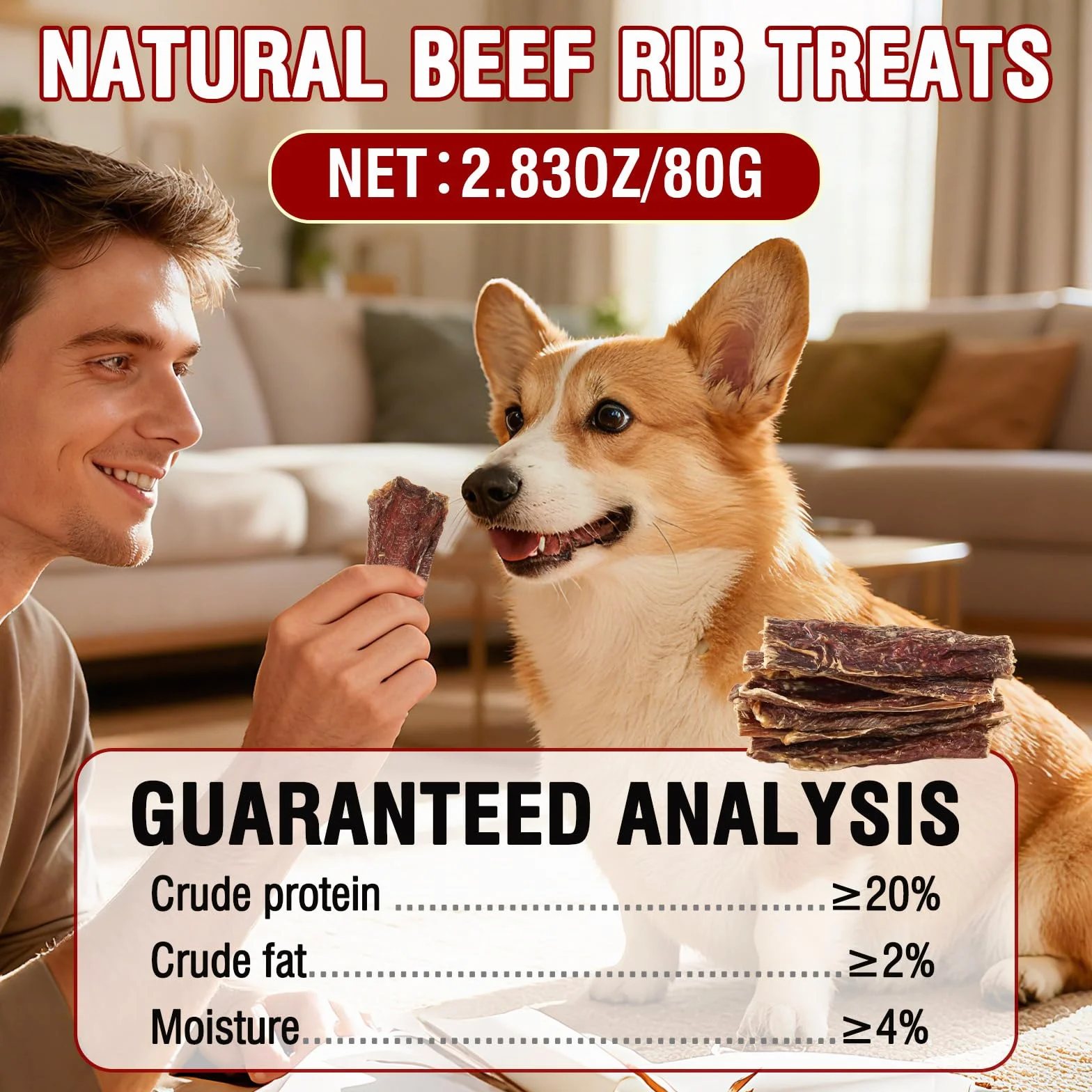 Snack per cani a base di esofago di manzo, snack masticabili naturali e salutari a ingrediente unico per cani, snack masticabili ad alto contenuto proteico e di lunga durata，80G