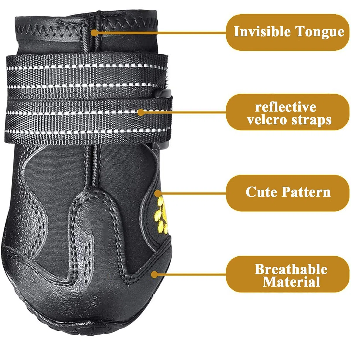 4 Pezzi Stivali per Cani,Scarpe Antiscivolo per Cani,Resistente Impermeabili con Cinghie Regolabili Riflettenti per Cani Media e Grande