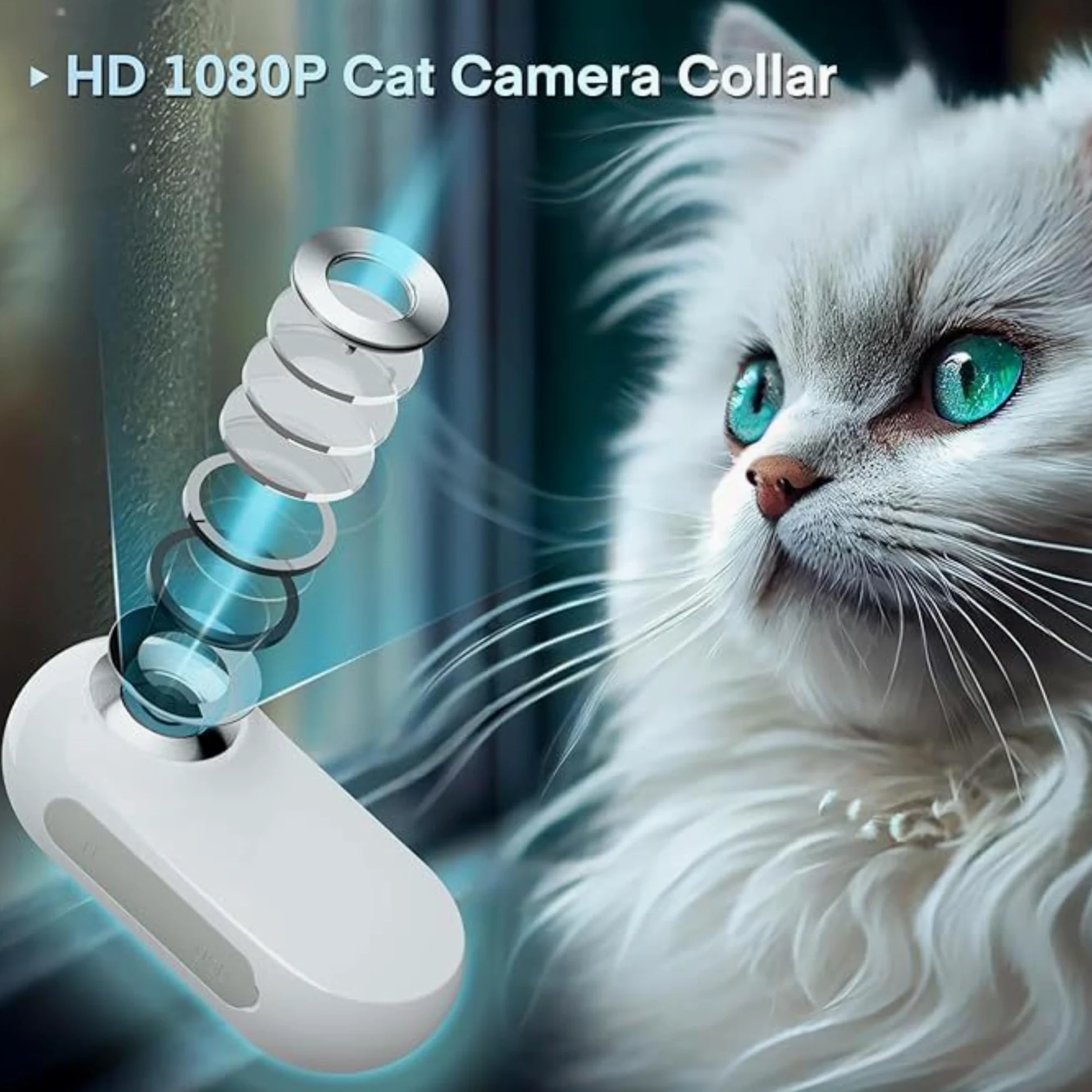 Sxhlseller Collare per Fotocamera per Gatti - Fotocamera per Collare per Cani da Compagnia Grandangolare da 170° con Schermo LCD da 0,96 Pollici, Fotocamera Multifunzionale per