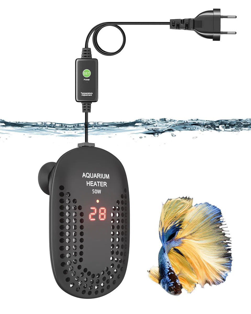 DoRight 50W Riscaldatore Sommergibile per Acquario 50L Riscaldatore Digitale per Acquario con Termometro Display LED Intelligente, Protezione da Sovratemperatura, Termostato per Betta e Turtle