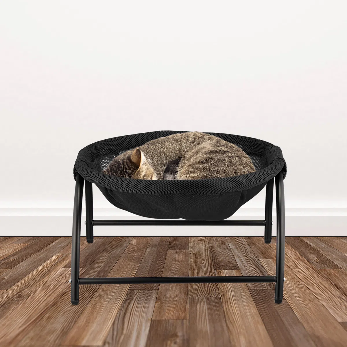 Relaxdays Letto Amaca per Gatti, Cani Piccoli, Cuccia Rialzata Animali Domestici, Lettino a Rete HLP: 25x44x42 cm, Nero