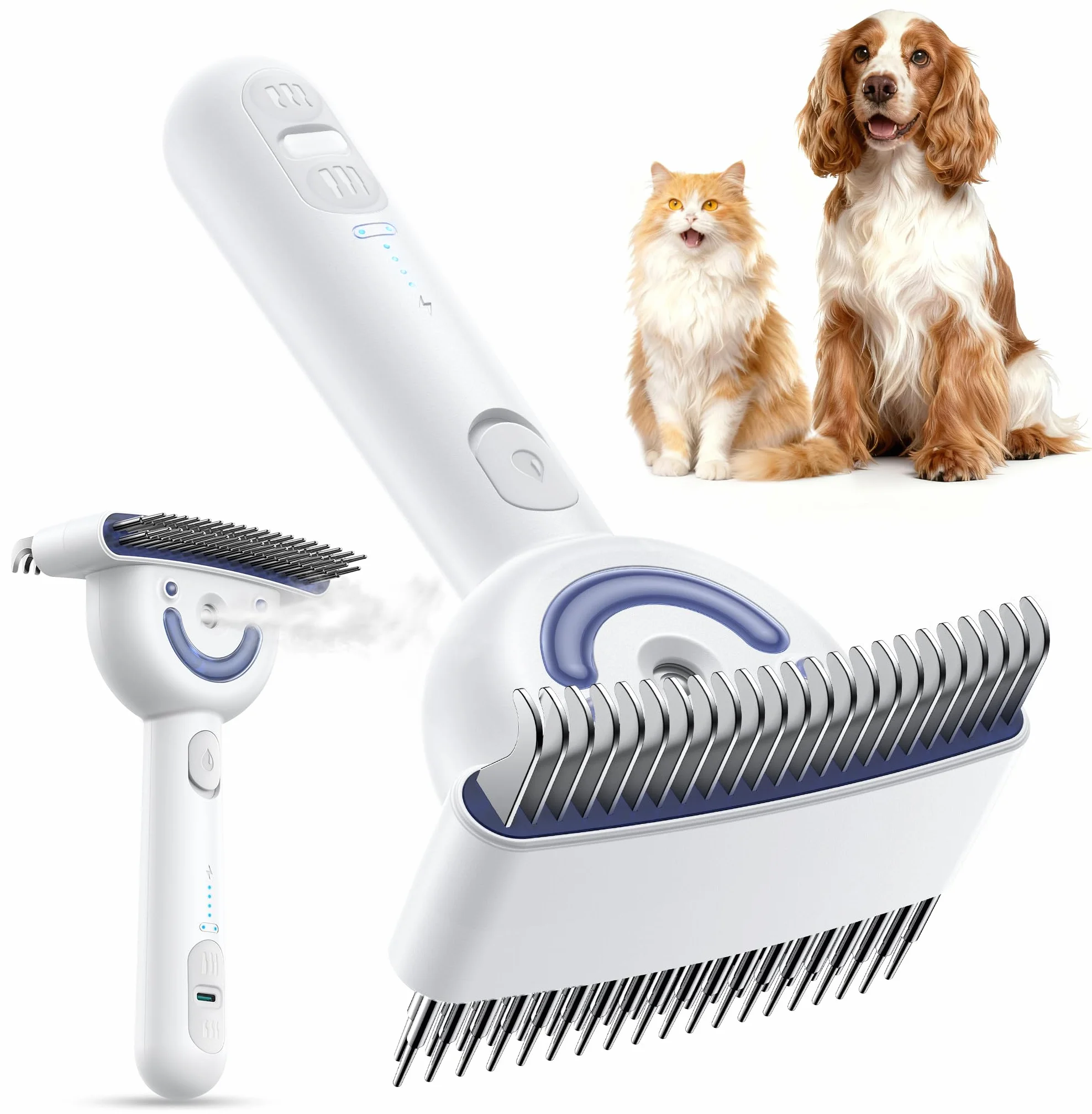FEELNEEDY Spazzola per Cani, Spazzola a Vapore per Cani, Pettine per Gatti, Vapore a Doppia Faccia, 23+35 Spazzole per Toelettatura e Districatura dei Nodi per Gatto Cane a Pelo Corto e Lungo