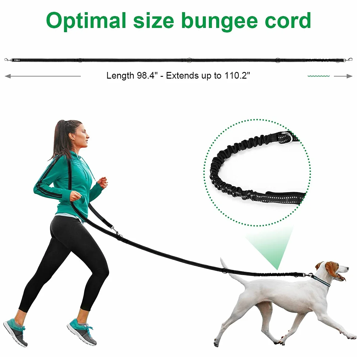 ETACCU Doppio guinzaglio a mano libera con guinzaglio 3 m, per cani di medie dimensioni fino a 50 kg, robusto manico antiscivolo, senza grovigli, riflettente (nero)