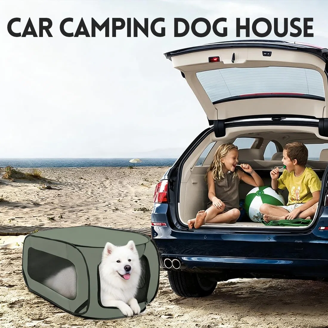 Trasportino pieghevole per cani e gatti 92x52x52cm, borsa trasporto doppia apertura per viaggio in auto, adatto per animali fino a 30kg