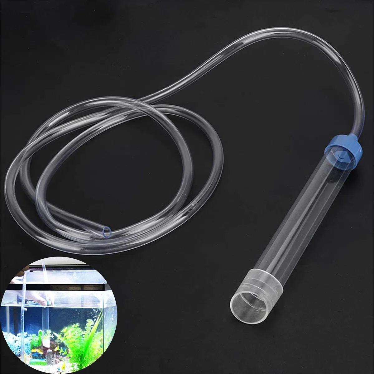Acquario Cambio Acqua Manuale Sifone Aspirarifiuti Acquario per Pesci Rtrumento di Pulizia dell'acquario Tubo del sifone Con tubo da 59 pollici per Acquario Serbatoio per Pesci Scolapiatti Filtro