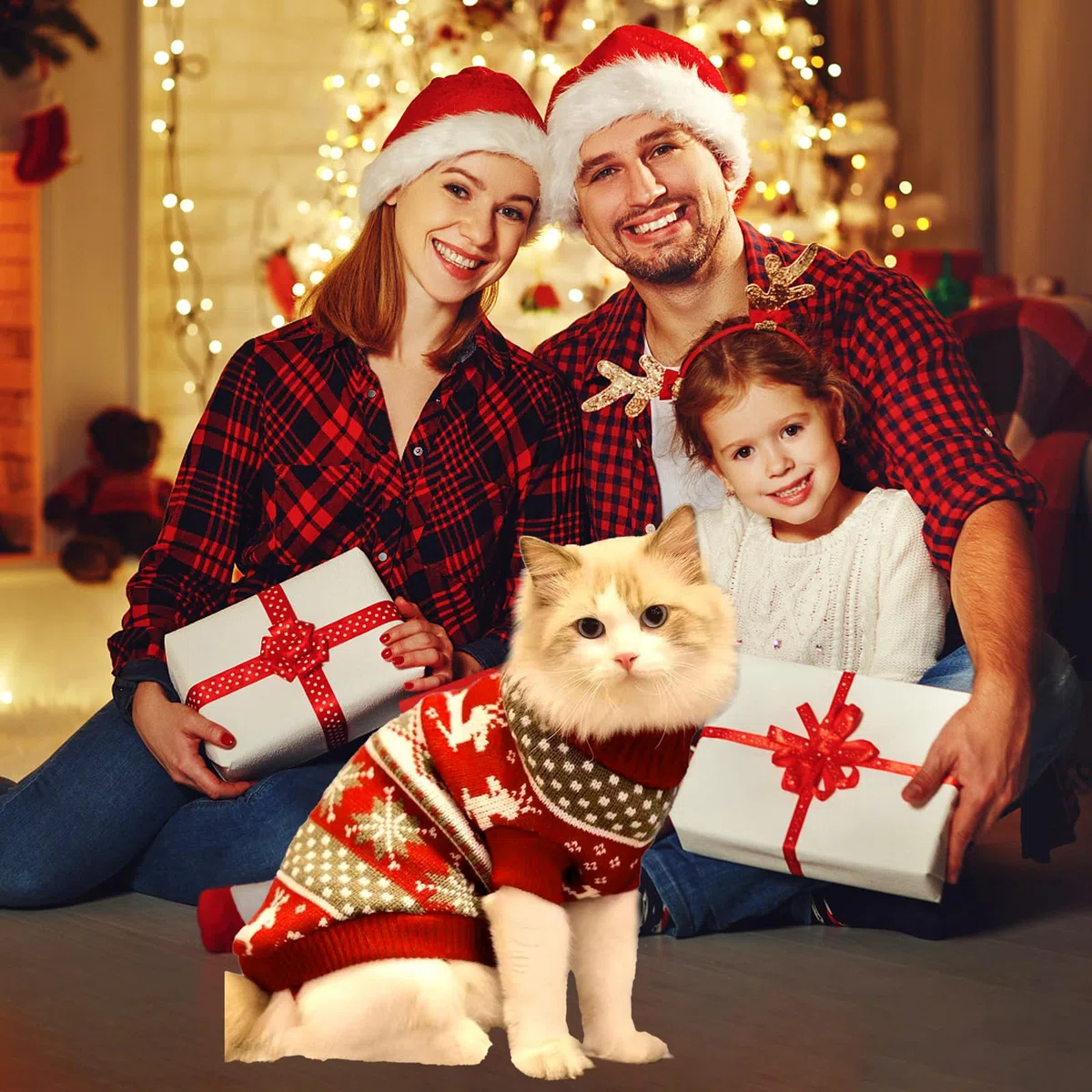 2 Pezzi Maglioncino Cane Natale, Maglione Natale Cane Gatto, Natales Maglione per Animali, Cucciolo di Canes Natales Maglia Magliones, per gattini e cani di piccola taglia (XL)