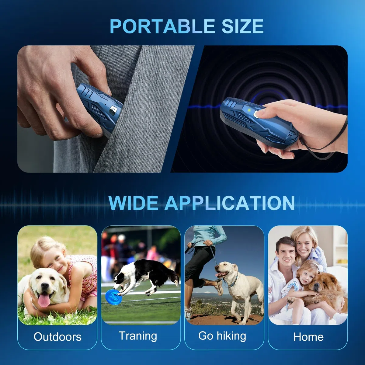 Ultrasuoni per Cani, Antiabbaio per Cani Portatile con Frequenza Variabile 15-25kHz, Dispositivo Anti Abbaio per Cani 5m, 1800mAh Ricaricabile USB per Addestramento