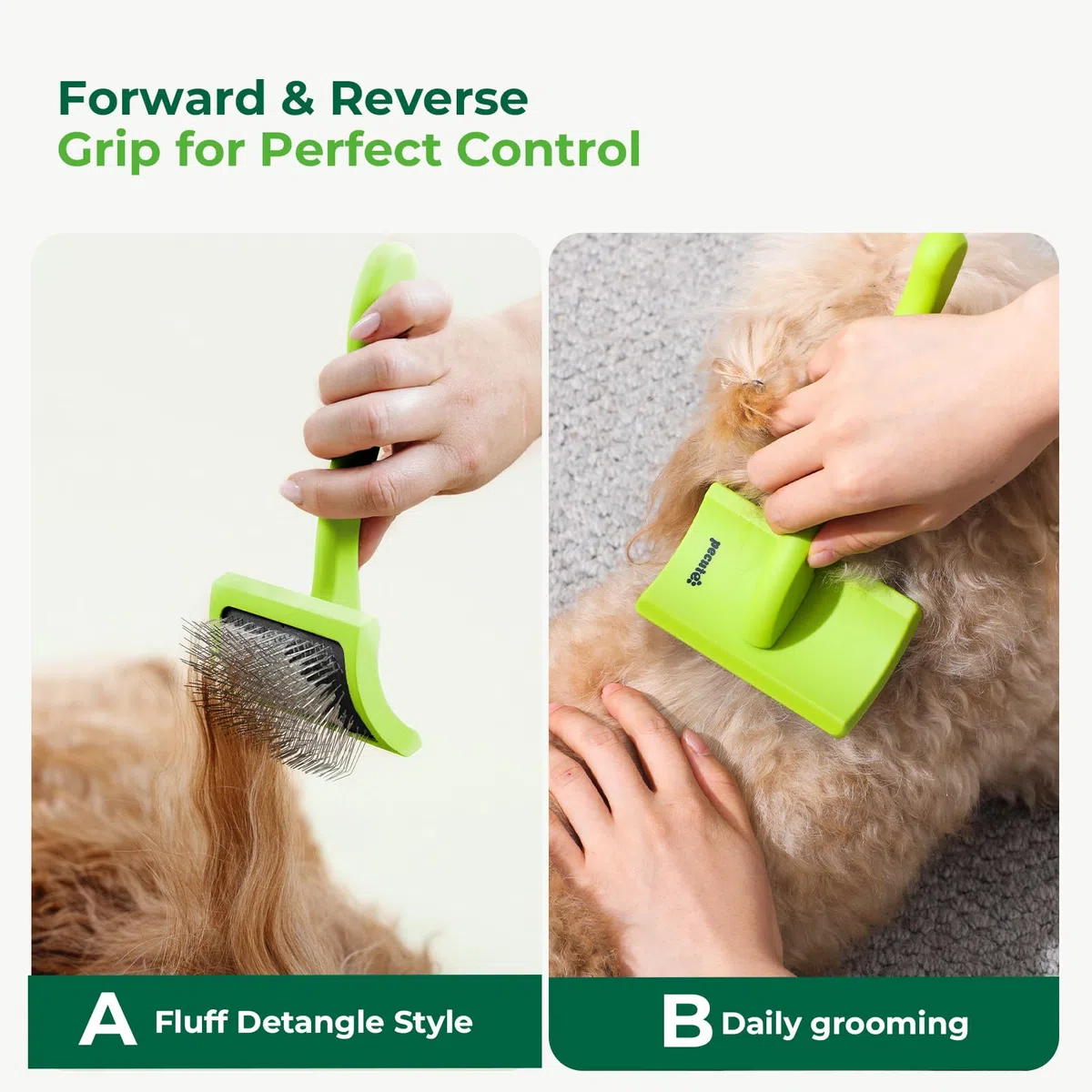 Pecute Professionale Spazzola per Gatti e Cani, Cardatore per Cani, Autopulente Spazzola Cane con Cuscino d'Aria Pelo Lungo, Togliere Eccesso e Morti Peli Animali, Lunghezza dell'ago 25 mm, S
