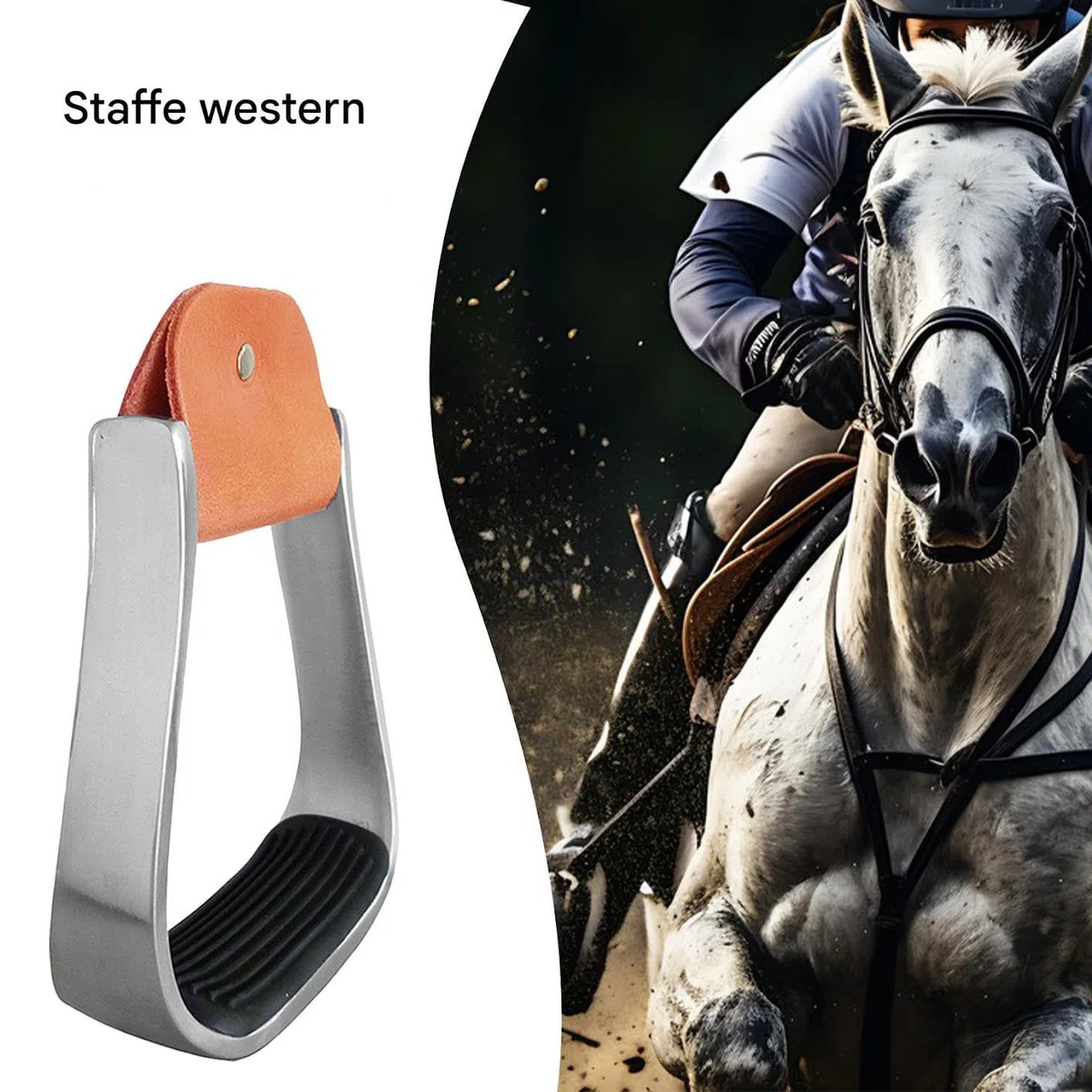 Staffe Stile Western,Attrezzatura Equestre in Alluminio Imbottita - Staffe Ad Alta Resistenza,Per Box Stalla Pascolo Fattoria Ranch Lavoro Addestramento Competizione Escursione Equitazione