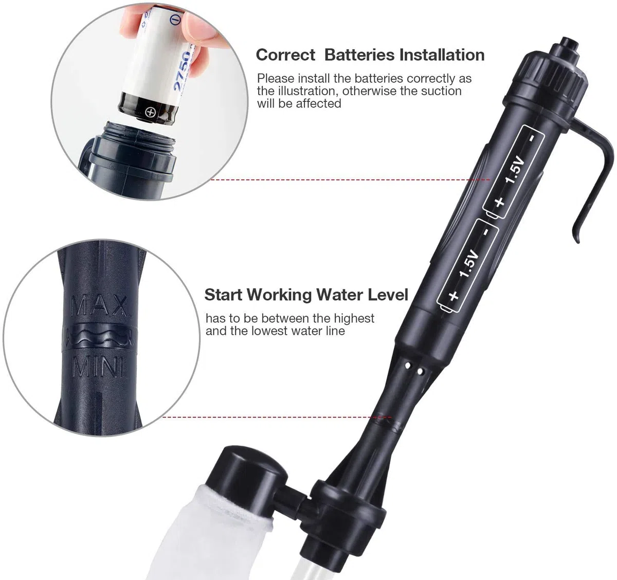 DollaTek Cambio d'Acqua Automatico per Acquario, lavabiancheria Elettrico, Pompa di Pulizia ad aspirazione, Forniture per acquari