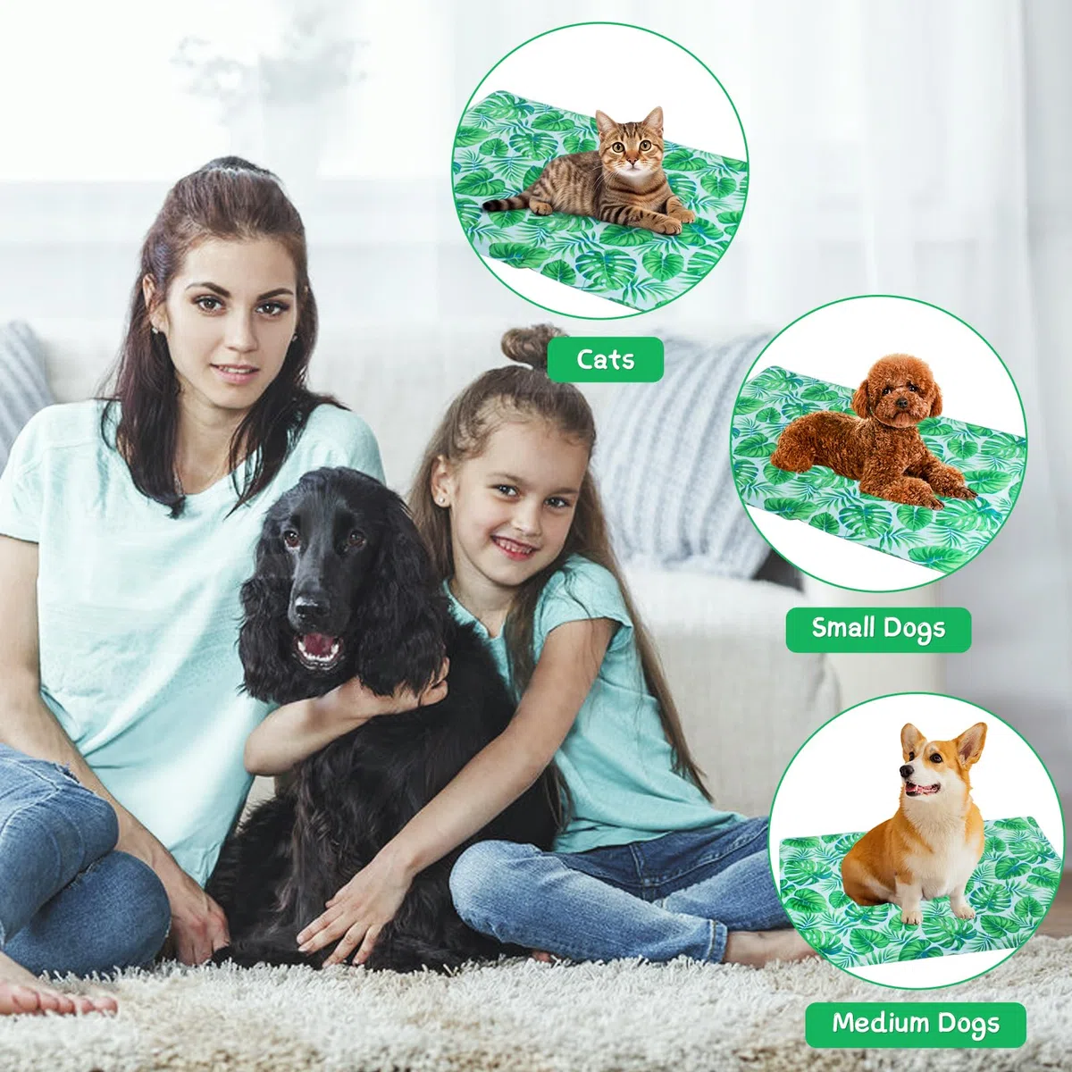 Qoosea Tappetino Rinfrescante per Cani e Gatti, Tappeto Refrigerante Gel Non Tossico per Animali, Tappetini in Gel Autorinfrescante Pet Cooling Mat in Estate - 50 * 65CM