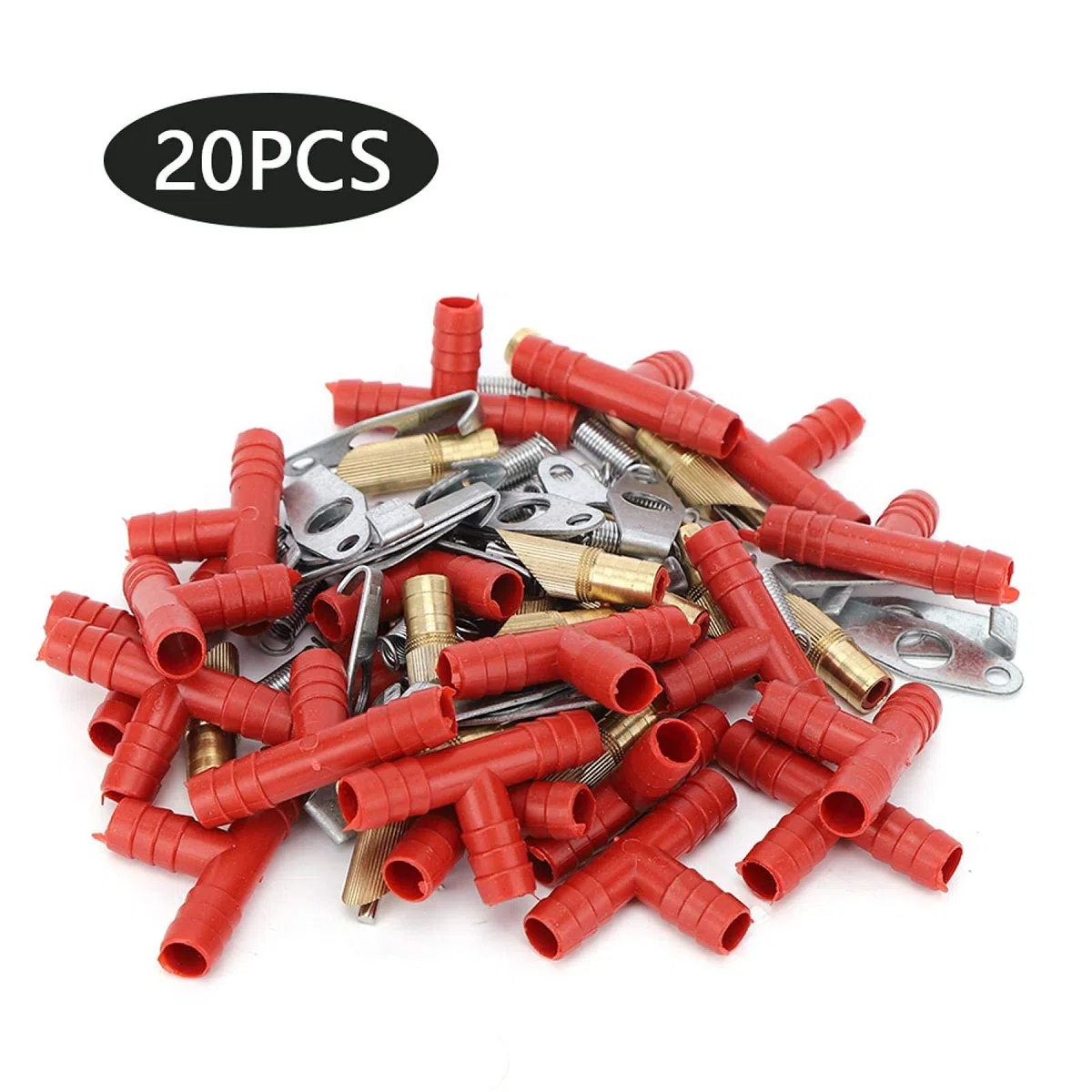 Abbeveratoio per Conigli, Bevitore Automatico per Capezzoli con Tubo a T e Molla, 20 Set in Ottone per Roditori e Uccelli, Facile da Installare e Pulire per Gabbie Metalliche
