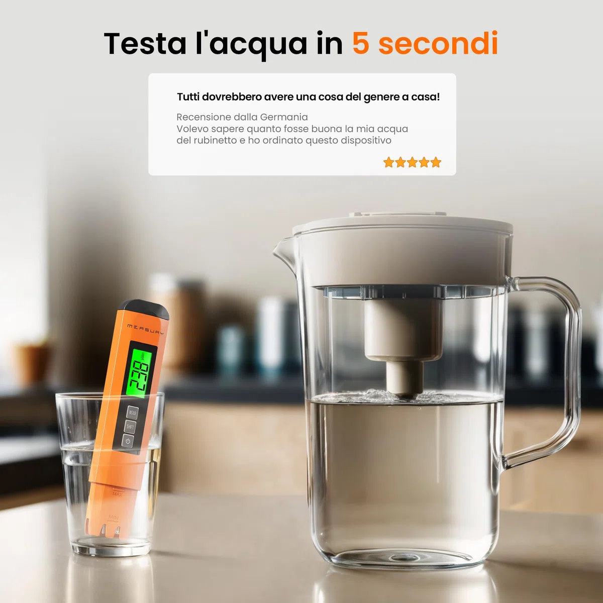 Measury Conduttivimetro/TDS Tester di Acqua - Misuratore Acqua Potabile, Misuratore Residuo Fisso Acqua