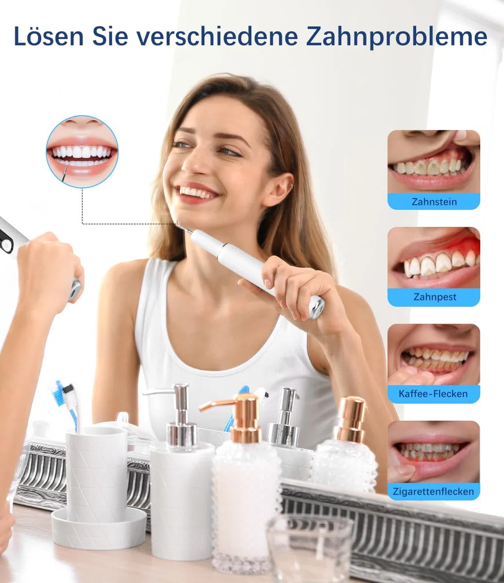 Kit Pulizia Denti Tartaro per Animali Domestici – Spazzolino Elettrico per Cani e Gatti con 5 Modalità, 4 Testine Intercambiabili in Metallo, Rimozione Placca e Tartaro, Luci LED, Sicurezza Gengive