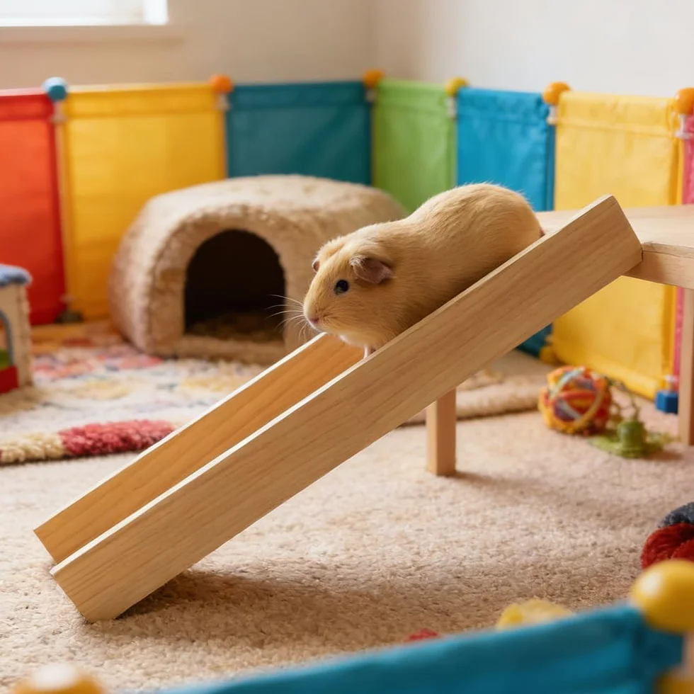 Rampa per Gabbia Coniglio 60cm Ponte di Legno per Roditori Rampa per Gabbia per Porcellini d'India, Ponte Sospeso per Criceti Rampa per Cavie, Criceti, Ratti, Cincillà e Scoiattoli