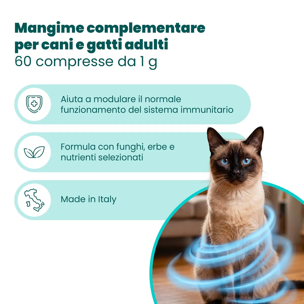 CAMON | Im-Modula, Alimento Complementare per Cani e Gatti, 60 Compresse da 1000mg, Supporto Sistema Immunitario