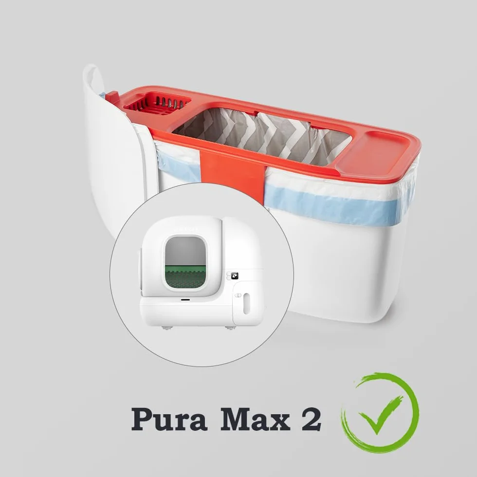 BUNMO Sacchetti per Escrementi per Gatti, compatibili con PURA Max, PURA Max 2 e PURA X, 5 Rotoli*20 (100 Pezzi), 55 x 30 cm