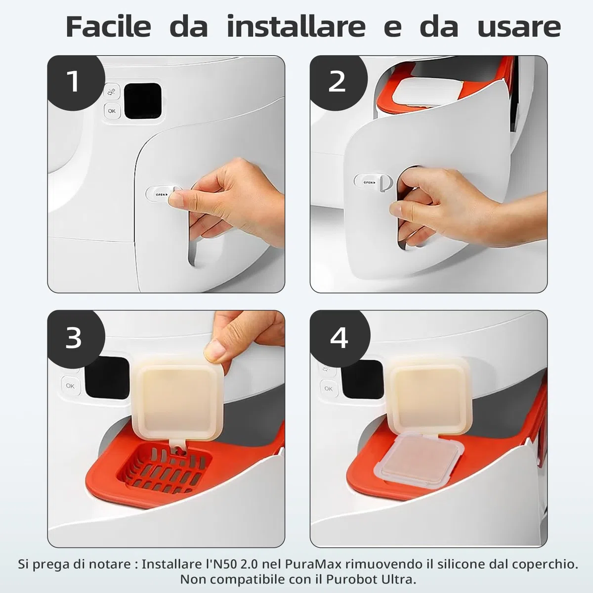 Deodorante N50 2.0 per lettiera autopulente per gatti Pura Max, controllo degli odori, rimuove gli odori più ostinati in profondità, 3 pezzi