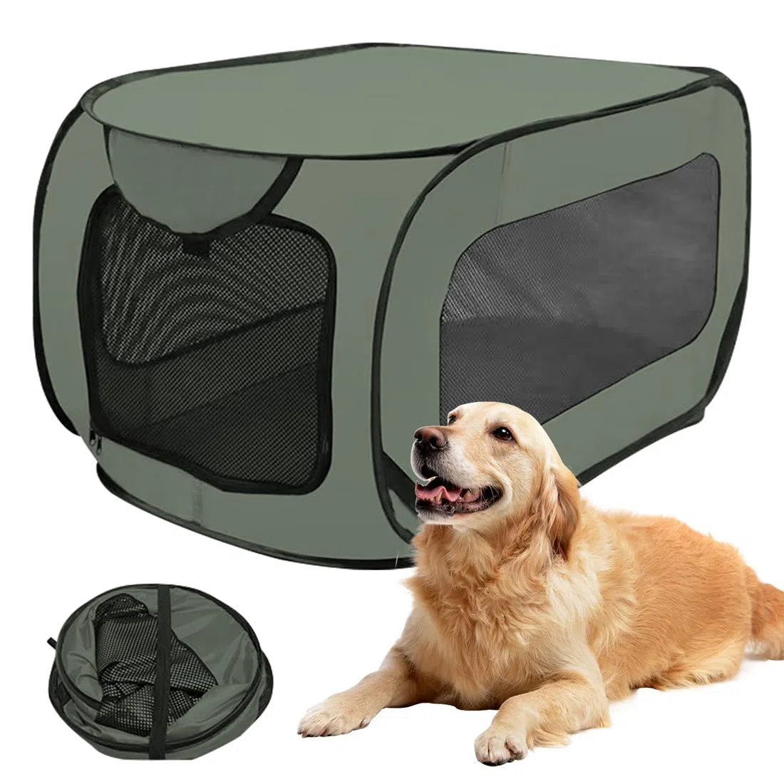 Trasportino pieghevole per cani e gatti 92x52x52cm, borsa trasporto doppia apertura per viaggio in auto, adatto per animali fino a 30kg