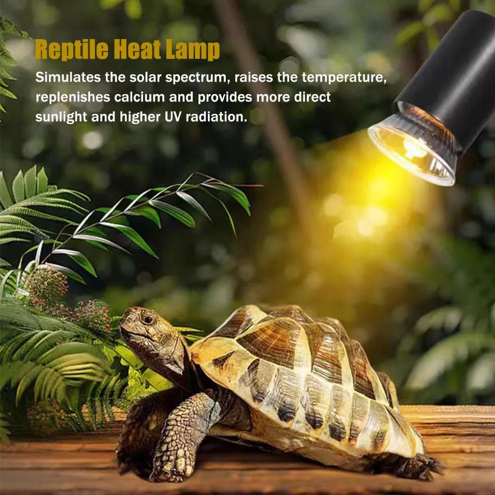 KINGYEENUO Lampada di Calore rettile a Doppia Testa con Timer, Lampadine a 3 Pacchetti: 2x50W 1x25W UVA + UVB E27 Basking Luce, Lampada a Clip Rotabile a 360° con Controllo Separato per Tartaruga