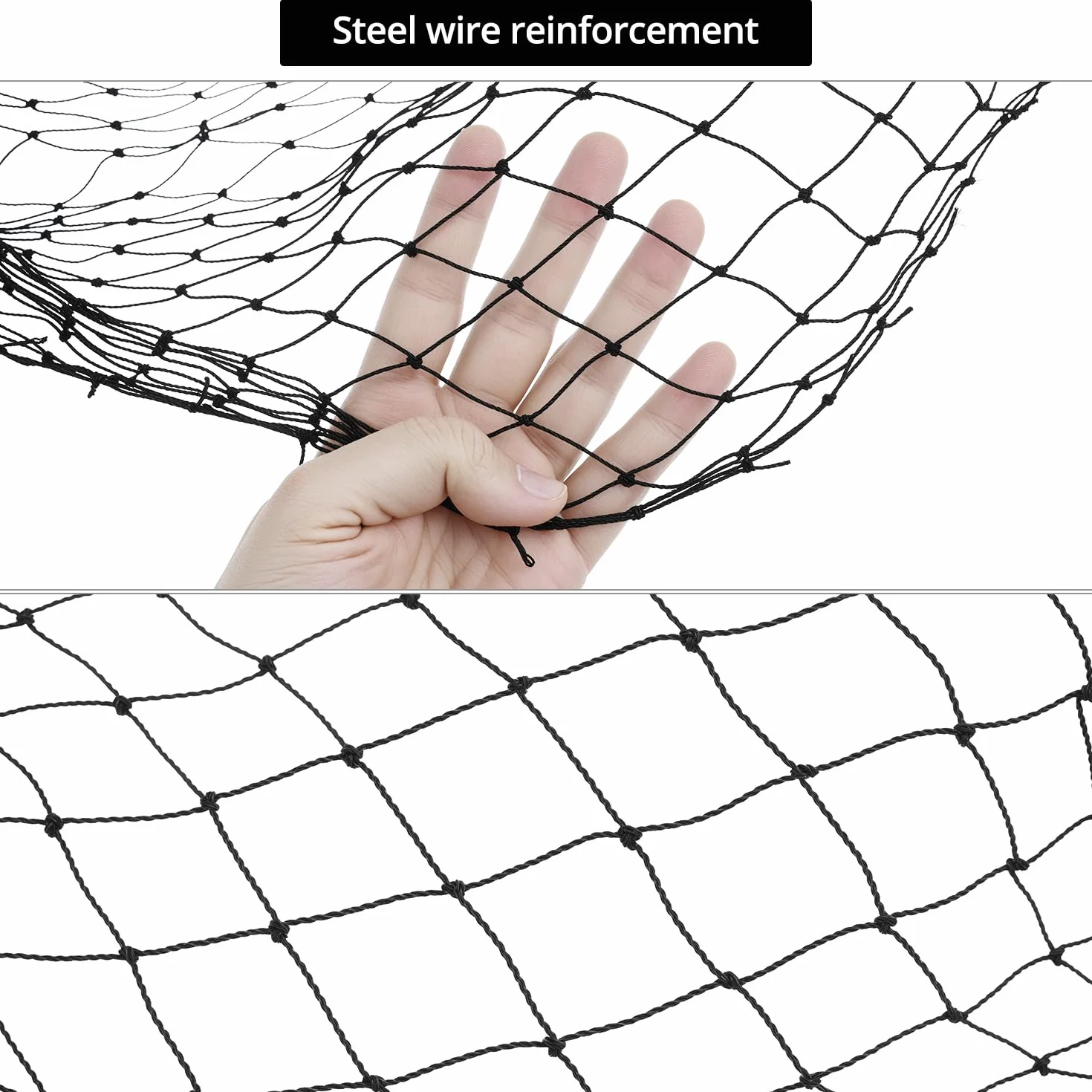 QWORK® Rete per Gatti Rinforzata con Filo Metallico, Incluso Set di Fissaggio, 2x3m, Nera per balconi, Porte e finestre Esterne