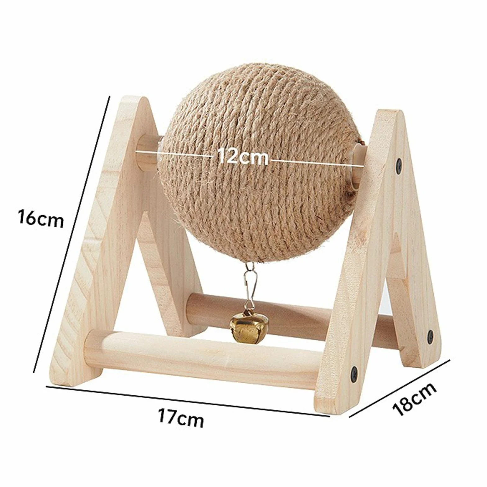 MagiDeal MagiDeal, palla tiragraffi per coniglio con sfera, 2 in 1, giocattolo interattivo, supporto in legno con campanella, per gattini, cincillà, piccoli animali gattini