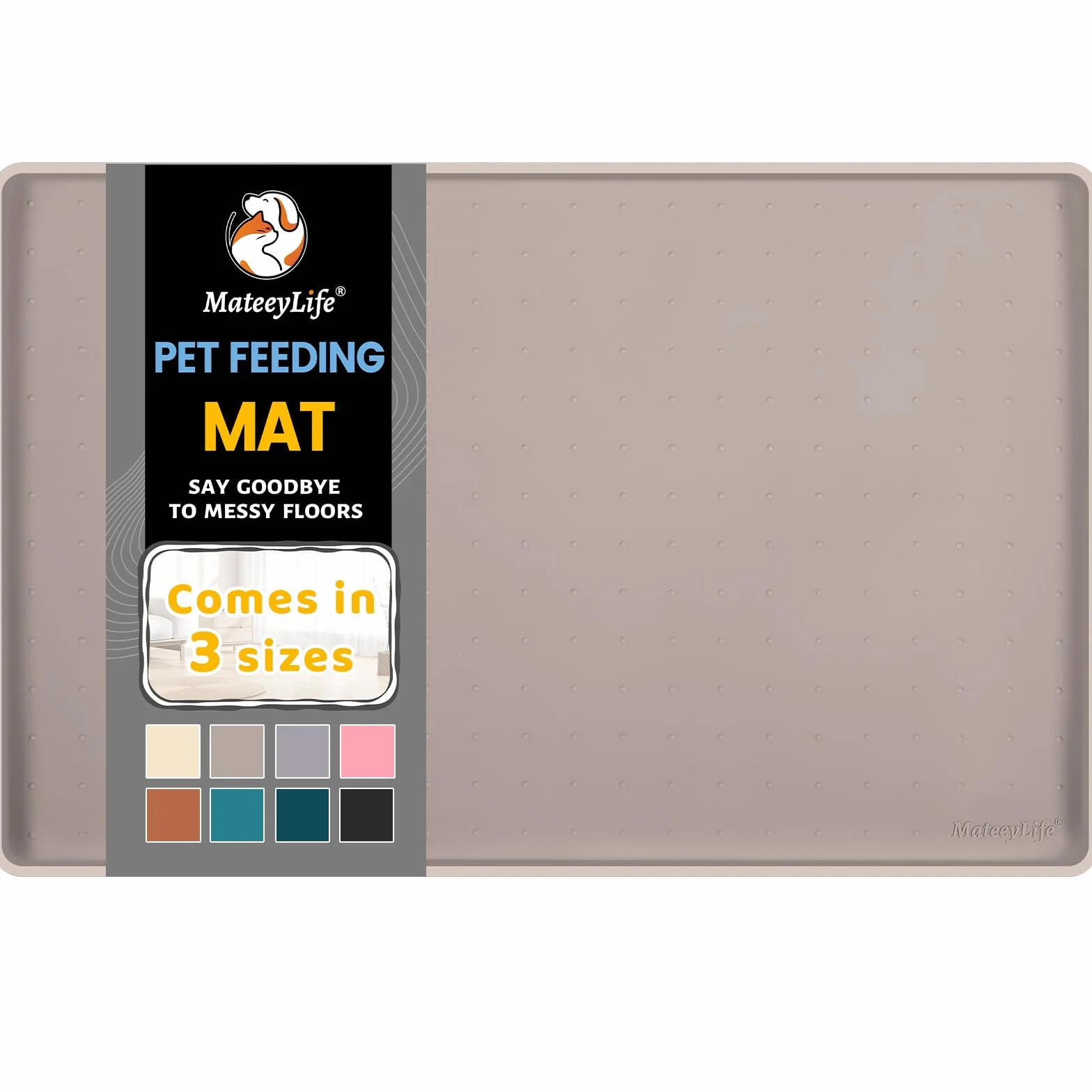 MateeyLife Tappetino Sottociotola per Cani Grande, Antiscivolo Tappetino Silicone Ciotole per Cani, Tappeto Ciotole Cane, Tovaglietta Silicone Cane, Sottociotola Cibo Gatti con Bordo, 60 x 40 cm
