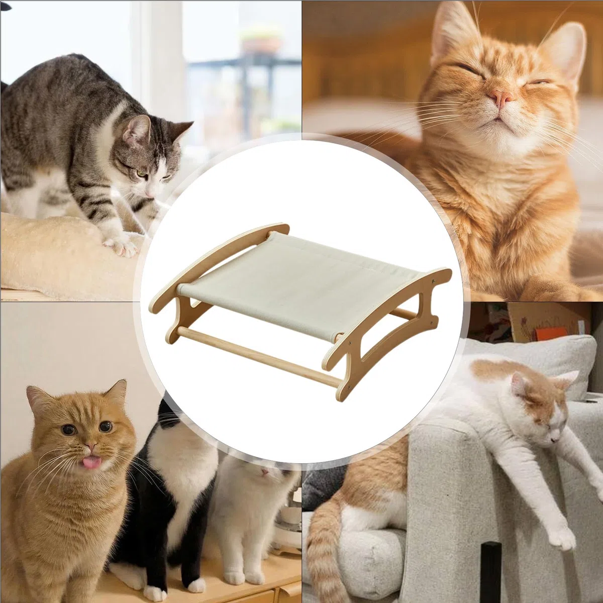 Amaca Gatti,Seduta In Legno Rialzata Morbida E Traspirante,50.5 x 41.5 x 15.8 cm Lettino Lavabile Per Gatti Con Amaca - Adatto a Animali Domestici, Casa e Angoli Interni