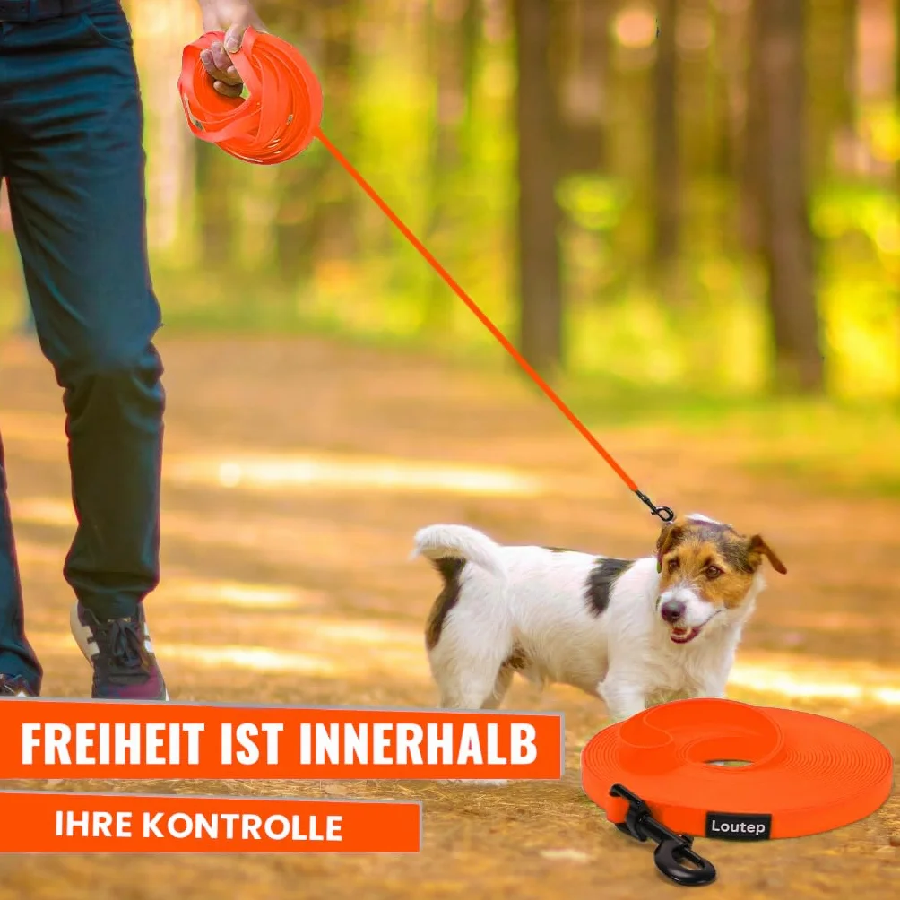 Guinzaglio Lungo per Cani - 3 m, 5 m, 10 m, 15 m, 20 m - per Sci di Fondo, Taglia Piccola, Media e Grande - Biothane