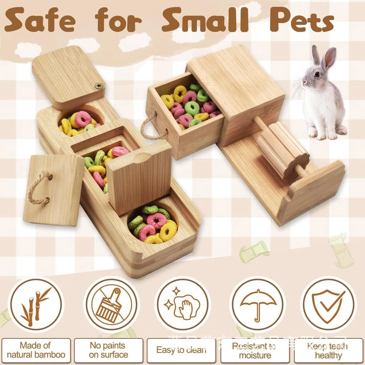 Generisch Hamster Enrichment Toys – Wooden Interactive Foraging Toy for Pet | Small Pet Puzzle Game | for Guinea Hog Hamster Ferret Bunny Chinchilla Hedgehog Gerbil