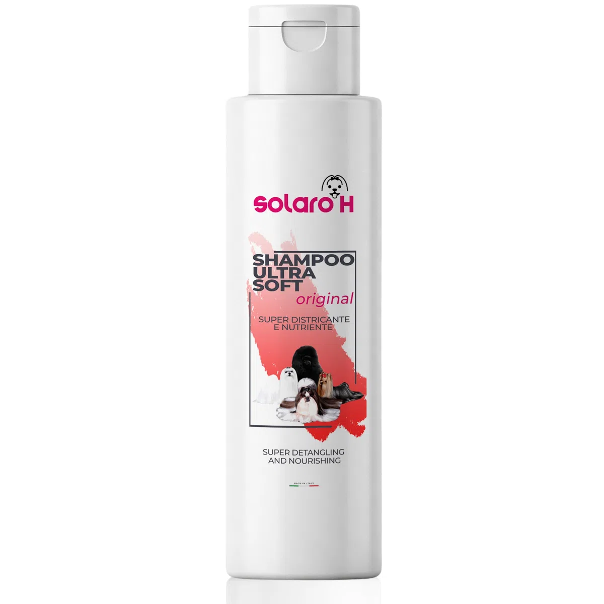 Solaro H | Shampoo per Cani e Gatti Ultra Soft Delicato, Districante, Nutriente per Manti Lunghi 500ml | Made in Italy