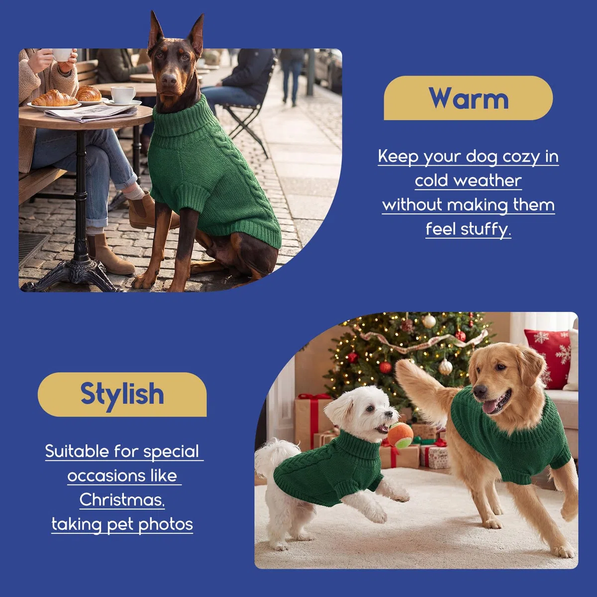 ASENKU Maglione Invernale Cane Felpa per Cani di Taglia Media, Maglioncino Cane con Collo Alto Abbigliamento Cappotto Pullover M