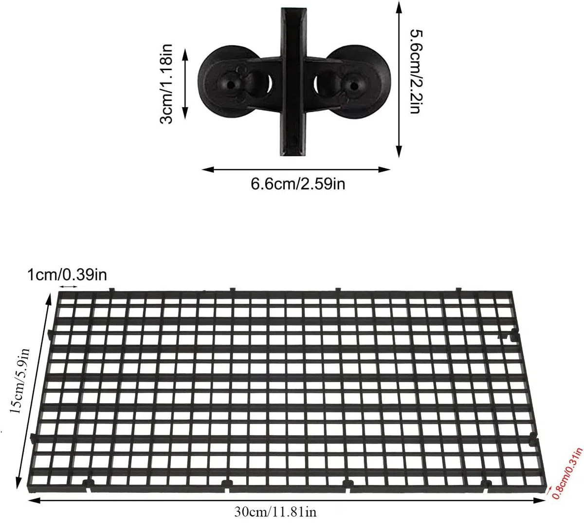 6 Pezzi Acquario Griglia Divisore Separatore Plastica Divisori per Acquario Griglia del Filtro dell'acquario Divisore per acquari in plastica con 12 di Clip Ventosa, 30X15CM