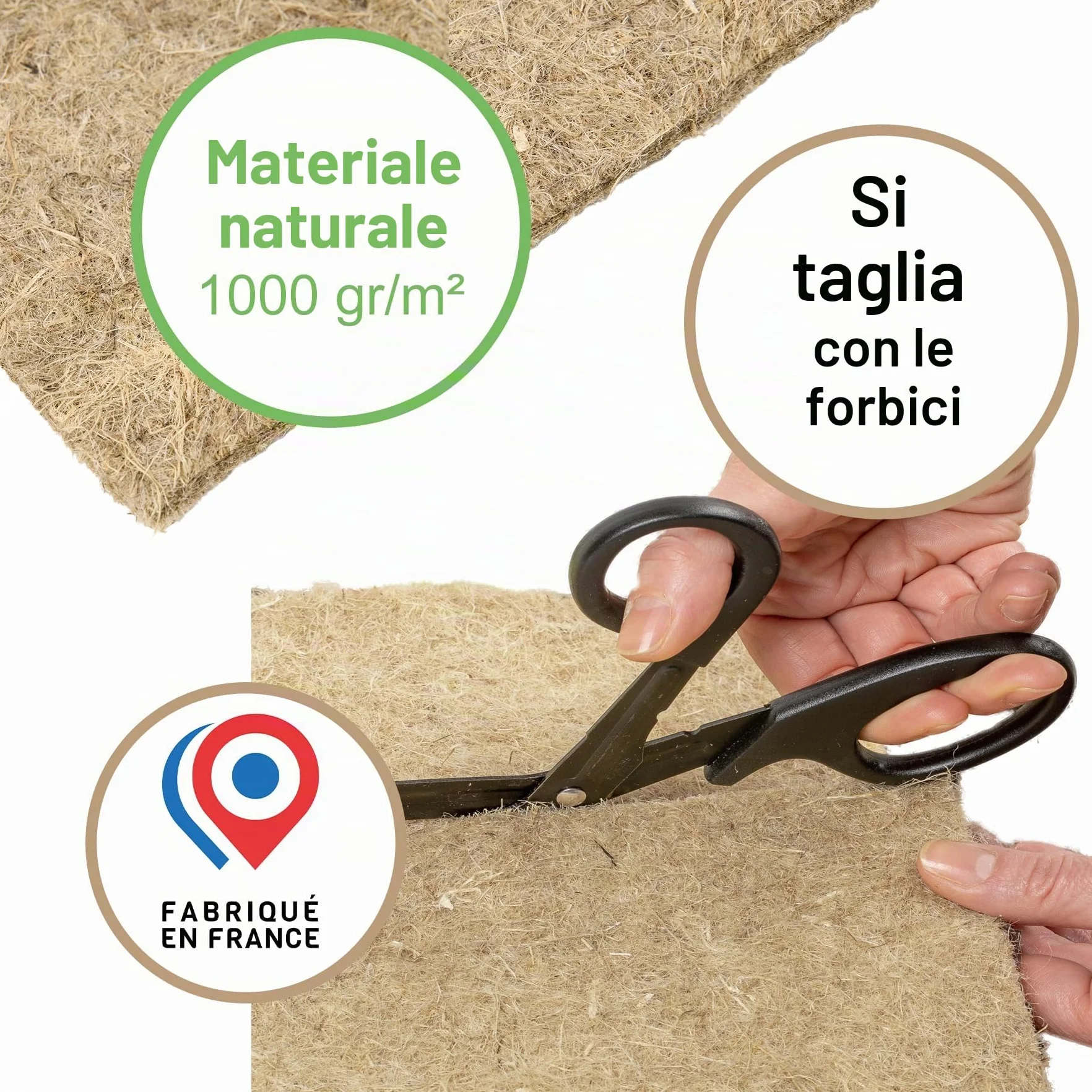 La Cordeline Set di 3 tappeti lettiera canapa naturale, 40 x 100 cm, 1000 g/m², fondo gabbia per roditori, conigli, criceti, ecc