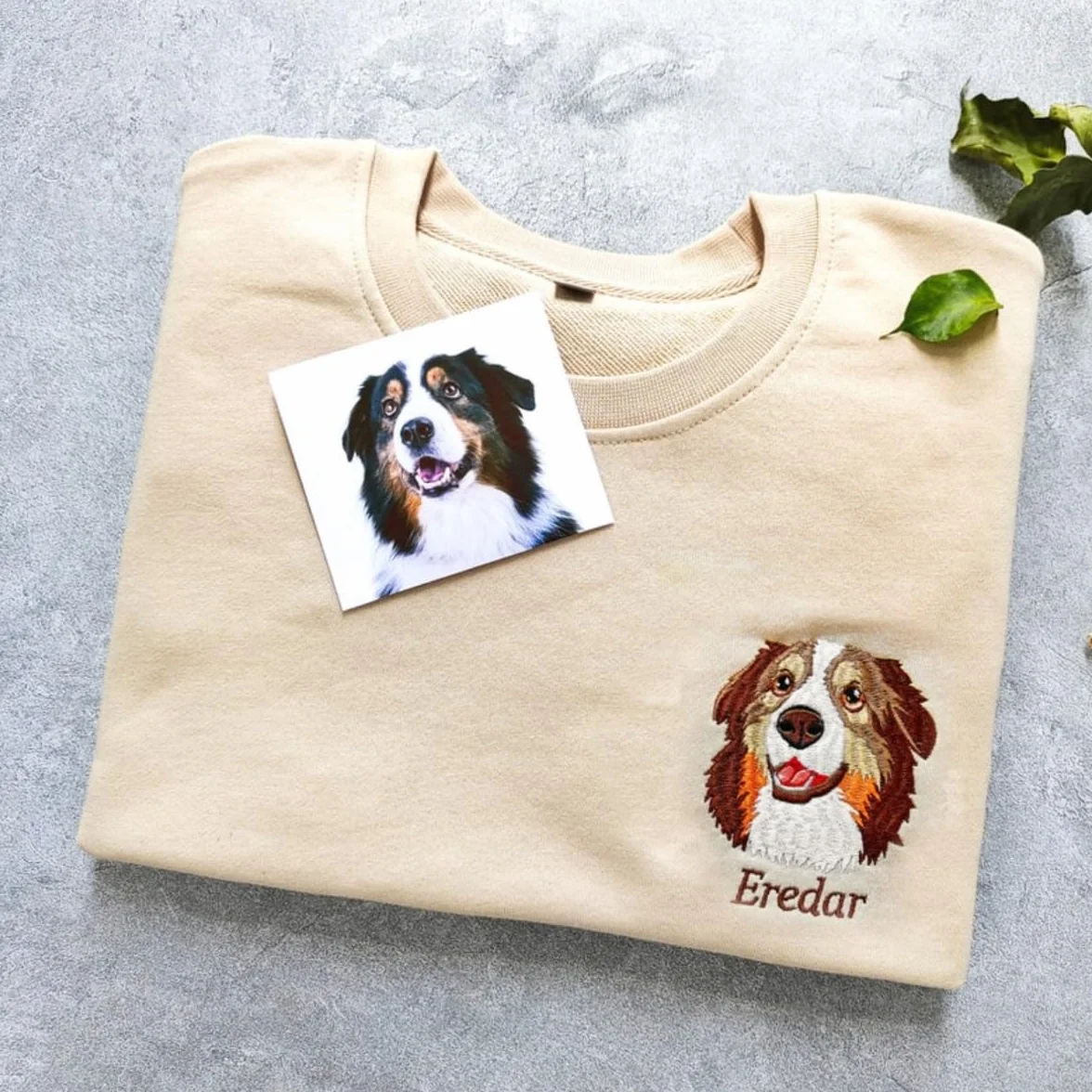 Felpa personalizzata per animali domestici, foto dell'animale + nome, maglione personalizzato con ritratto di cane, felpa personalizzata per cane, felpa con cappuccio a collo tondo per gatto, regalo