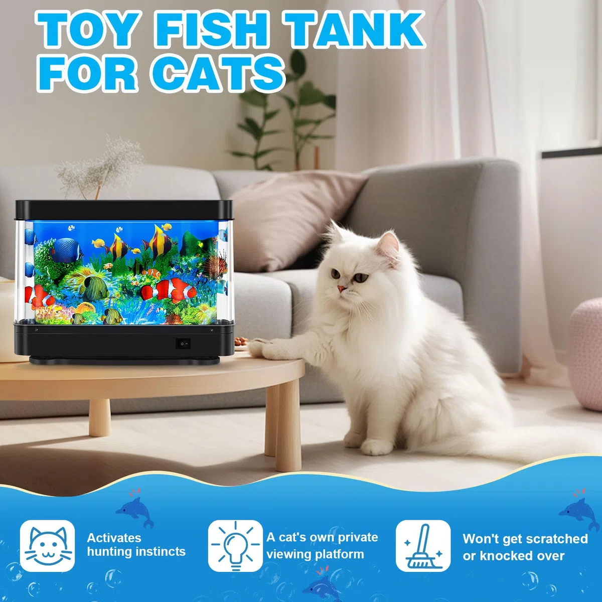DoubleCare Lampada per Pesci, Lampada Virtuale con Pesci in Movimento, Decorazione Artificiale per Acquario, Decorazioni Realistiche per Acquario Artificiale per Camera da Letto e Ufficio - Nero