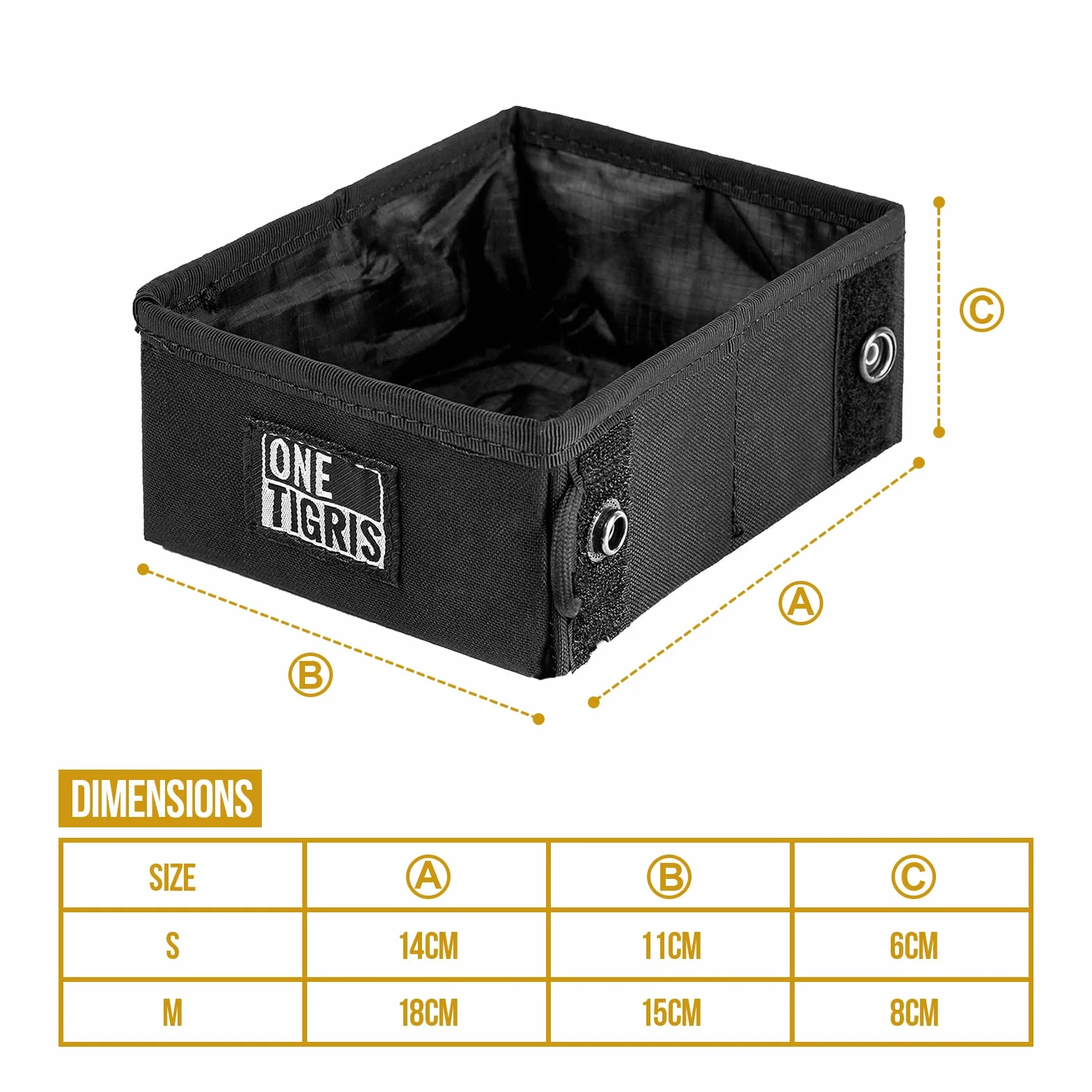 OneTigris Ciotola Portatile per Cani, Campeggio per Cani Gatti 1,4L, pessore 3,5 cm, Portatile per Escursioni, Ciotola pieghevole tattica per cani, Leggera, Capiente e Resistente