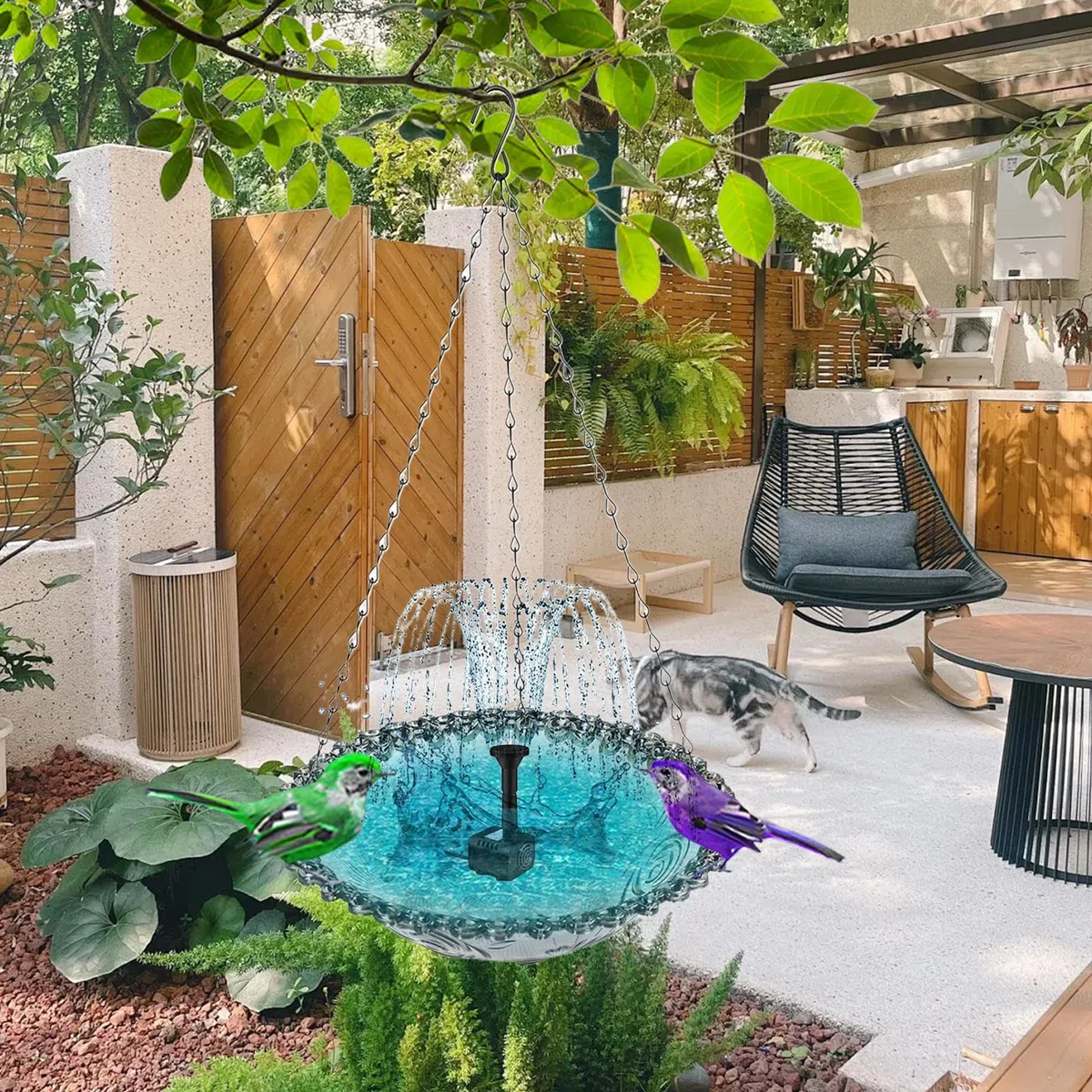 Bagni Uccelli Per Esterni, Fontana Solare Per Uccelli Da Giardino, Vasca da Bagno Decorativa Appesa per Bere da Giardino Terrazzo Balcone per Uccellini