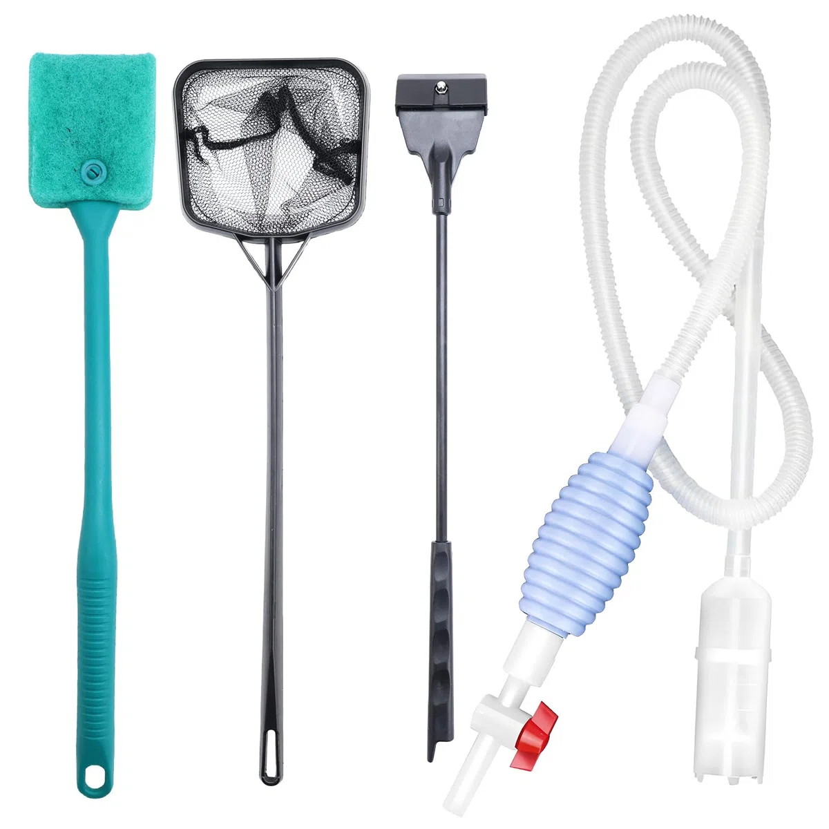 Aspiratore per pacciamatura per acquario, pompa a mano, set di pulizia per ghiaia, aspirapolvere cambio acqua, accessori per la pulizia del fondo dell'acquario, detergente per alghe, aspiratore stagno