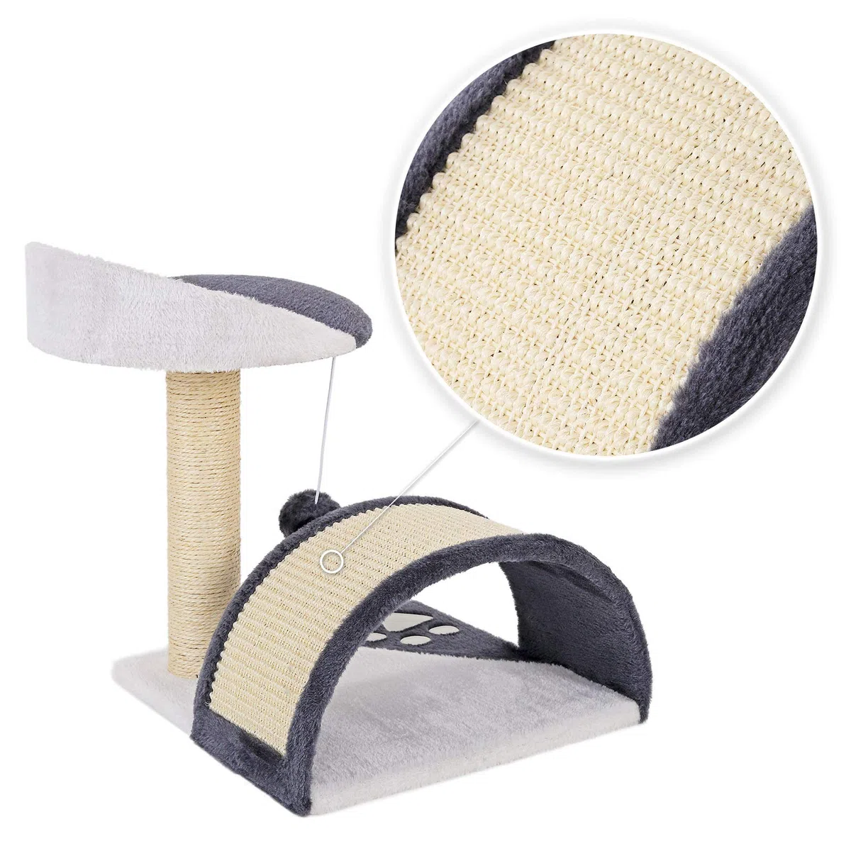 lionto Tiragraffi per Gatto Albero Tiragraffi Gatto Gioco Giocattolo Gatti Altezza 43 cm, Grigio/Bianco