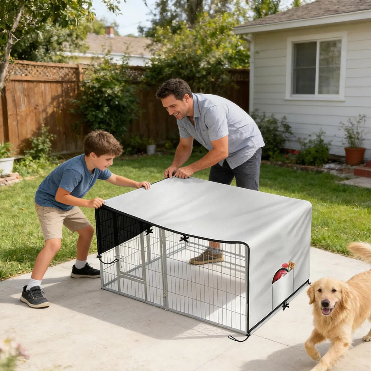 Copertura per gabbia per cani, in tessuto Oxford 210D, impermeabile, di grandi dimensioni, per campeggio, cortile, spiaggia, riunione di famiglia, patio, picnic