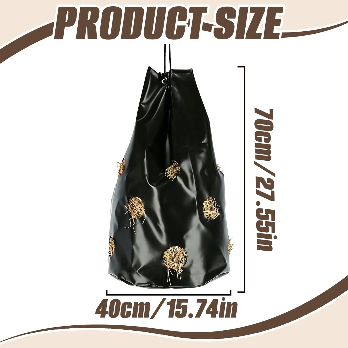 Sacchi da Fieno per Cavalli, Sacca per Fieno Sospesa Lenta Somministrazione (Slow Feeder), Heusack per Cavalli 70 x 40 cm, Ampia Apertura a Rete per Cavallis, Capre, Pecore, Mucche e Asini