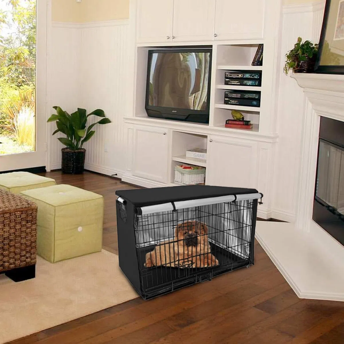 Generic Copertura per Gabbia per Cani, Impermeabile, Lavabile, Aperta su Tutti i Lati, Traspirante, Protezione UV, Facile da Montare, per Cani di Taglia Media