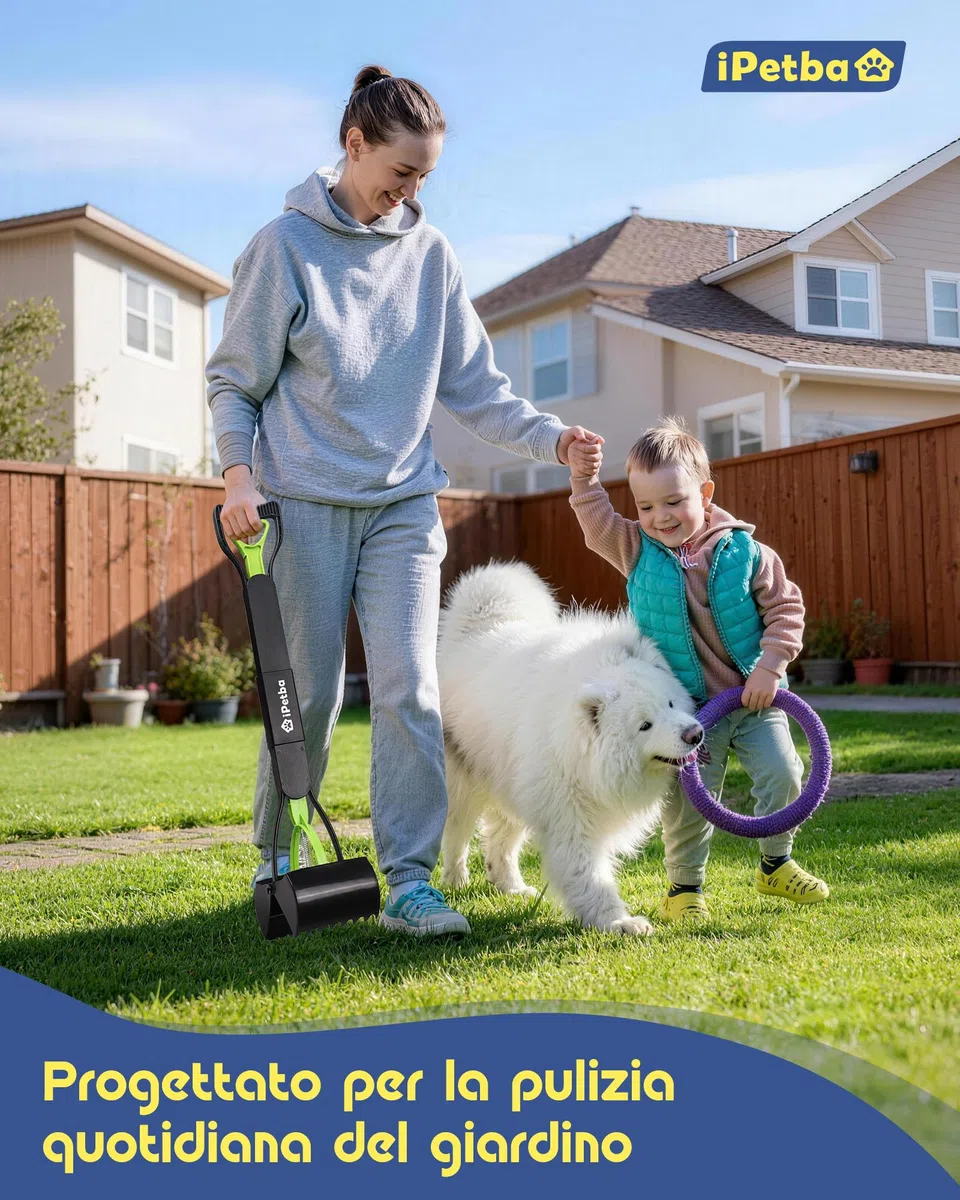 80 cm Raccogli Cacca Cane Manico Lungo Senza Piegarsi Paletta Raccogli Cacca Cani Pieghevole Pooper Scooper per Ghiaia, Terreno, Erba
